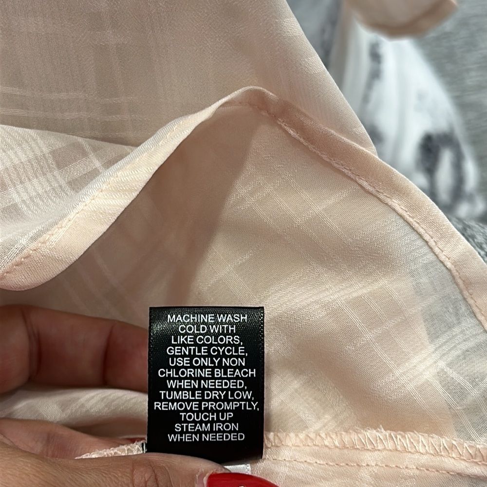 Torrid Light Pink Plaid Sheer Chiffon Kimono/Cover Up/Cardigan Plus Sz 1 - Picture 10 of 12